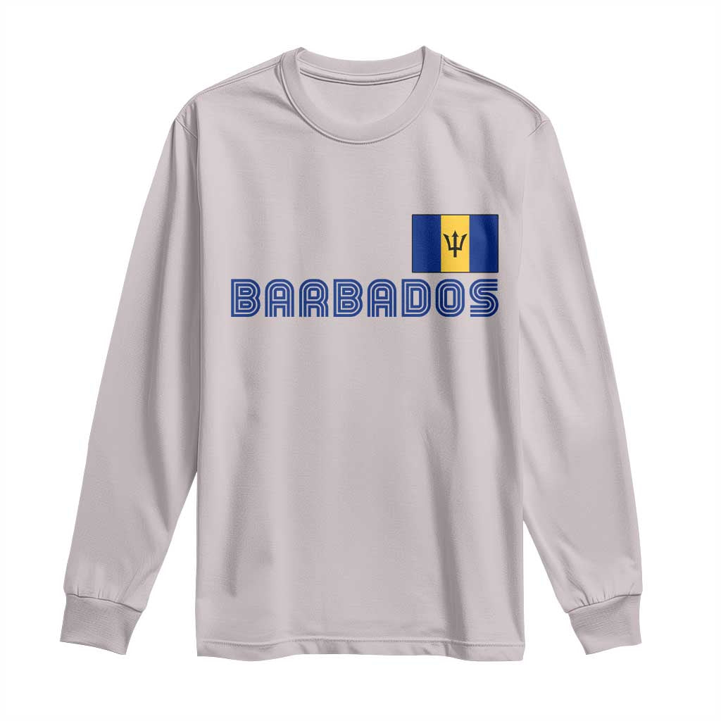 Retro Barbados Long Sleeve Shirt Vintage Barbadian Souvenir Caribbean Island Pride Heritage Gift TS10 Ice Gray Print Your Wear