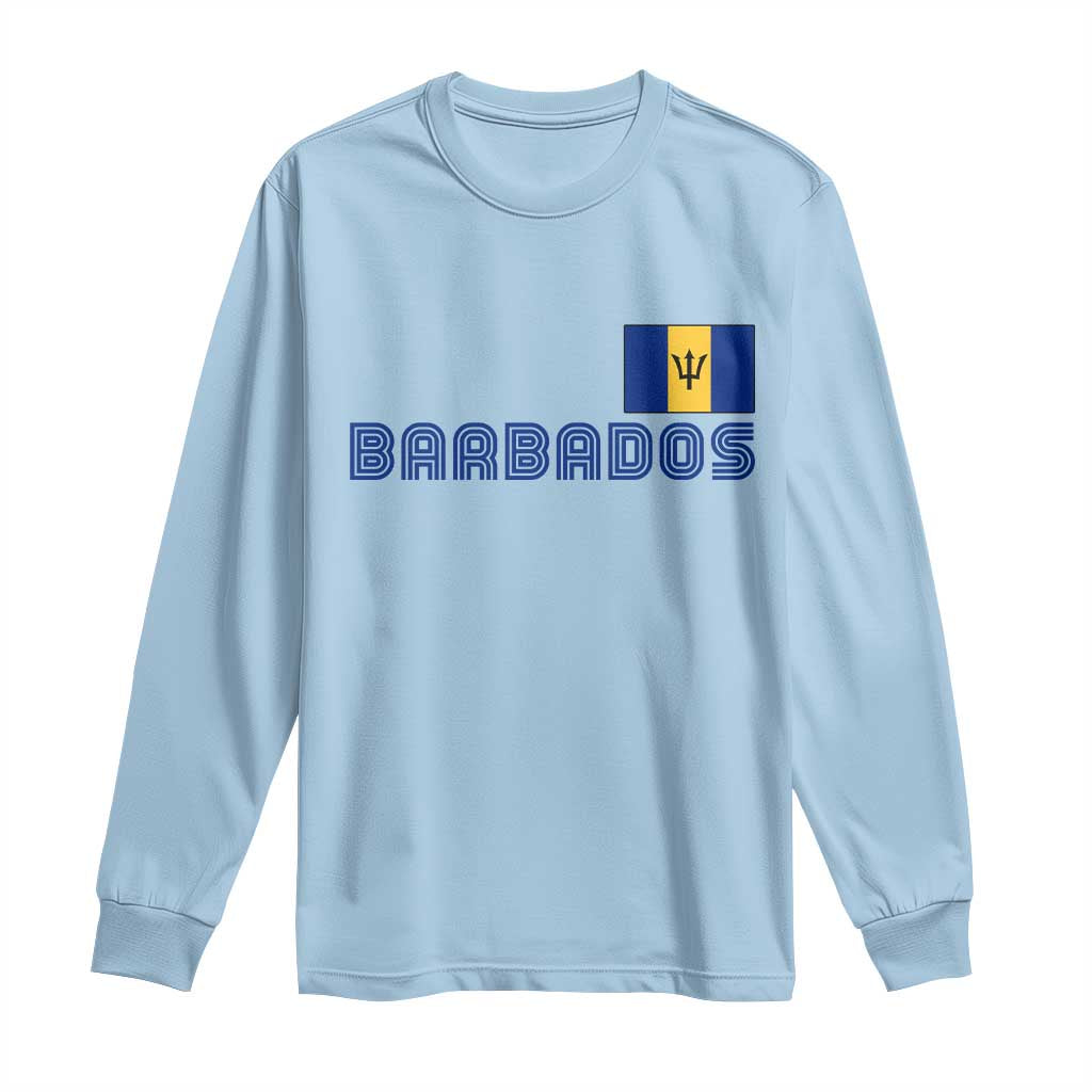 Retro Barbados Long Sleeve Shirt Vintage Barbadian Souvenir Caribbean Island Pride Heritage Gift TS10 Light Blue Print Your Wear