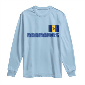 Retro Barbados Long Sleeve Shirt Vintage Barbadian Souvenir Caribbean Island Pride Heritage Gift TS10 Light Blue Print Your Wear