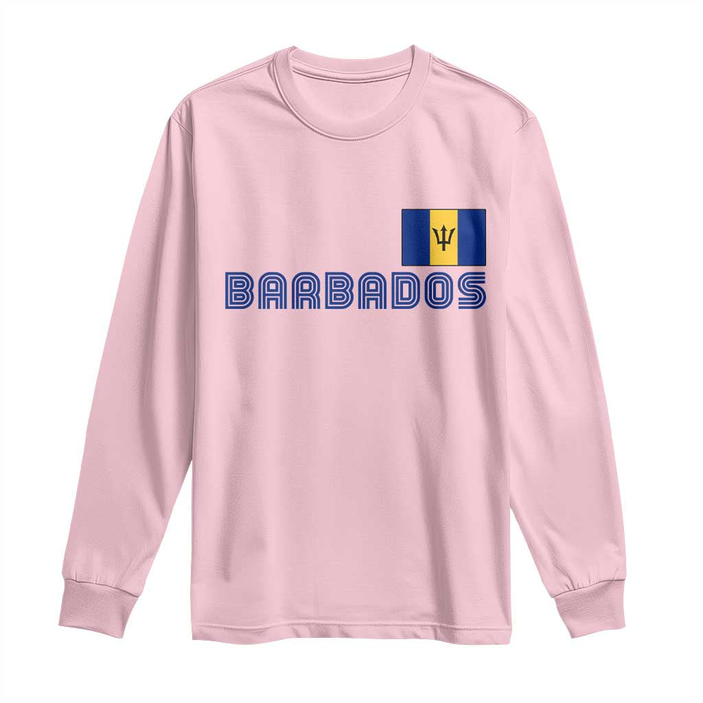 Retro Barbados Long Sleeve Shirt Vintage Barbadian Souvenir Caribbean Island Pride Heritage Gift TS10 Light Pink Print Your Wear