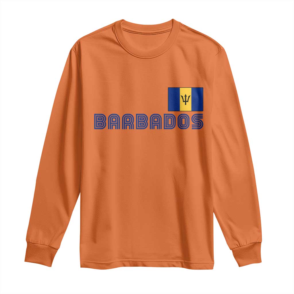 Retro Barbados Long Sleeve Shirt Vintage Barbadian Souvenir Caribbean Island Pride Heritage Gift TS10 S Orange Print Your Wear