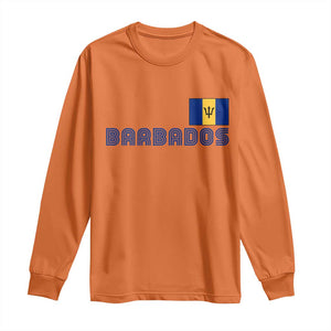 Retro Barbados Long Sleeve Shirt Vintage Barbadian Souvenir Caribbean Island Pride Heritage Gift TS10 S Orange Print Your Wear