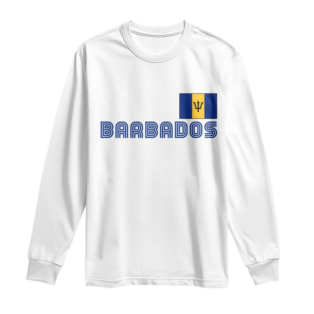 Retro Barbados Long Sleeve Shirt Vintage Barbadian Souvenir Caribbean Island Pride Heritage Gift TS10 White Print Your Wear