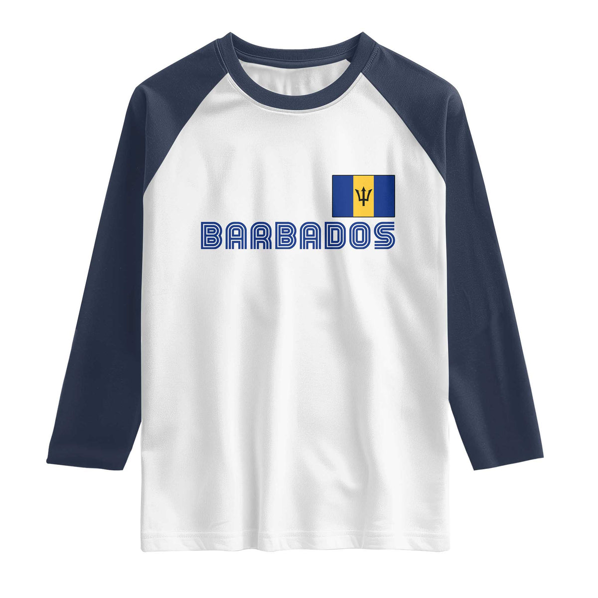Retro Barbados Raglan Shirt Vintage Barbadian Souvenir Caribbean Island Pride Heritage Gift TS10 XS White Navy Print Your Wear