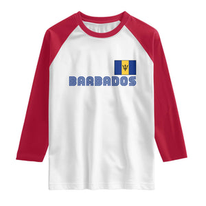 Retro Barbados Raglan Shirt Vintage Barbadian Souvenir Caribbean Island Pride Heritage Gift TS10 White Red Print Your Wear
