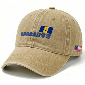 Retro Barbados Washed Cotton Baseball Cap Vintage Barbadian Souvenir Caribbean Island Pride Heritage Gift TS10 Print Your Wear