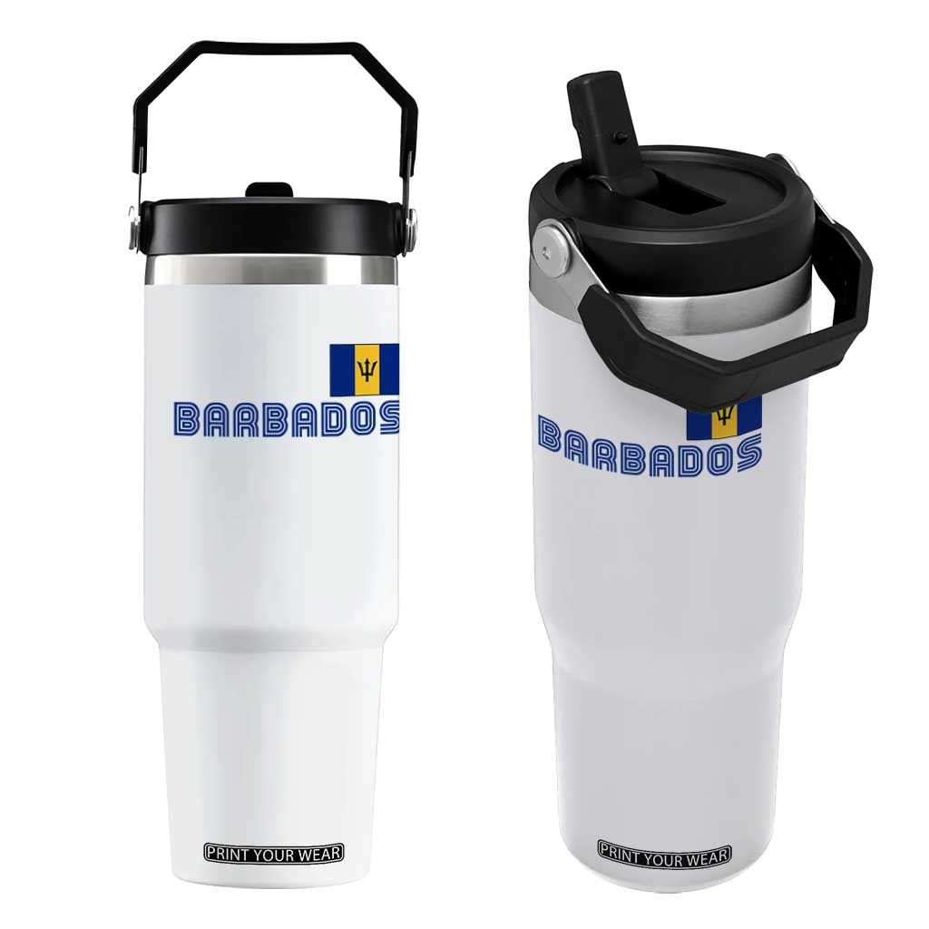 Retro Barbados Flip Straw Tumbler Vintage Barbadian Souvenir Caribbean Island Pride Heritage Gift TS10 One Size: 30 oz White Print Your Wear