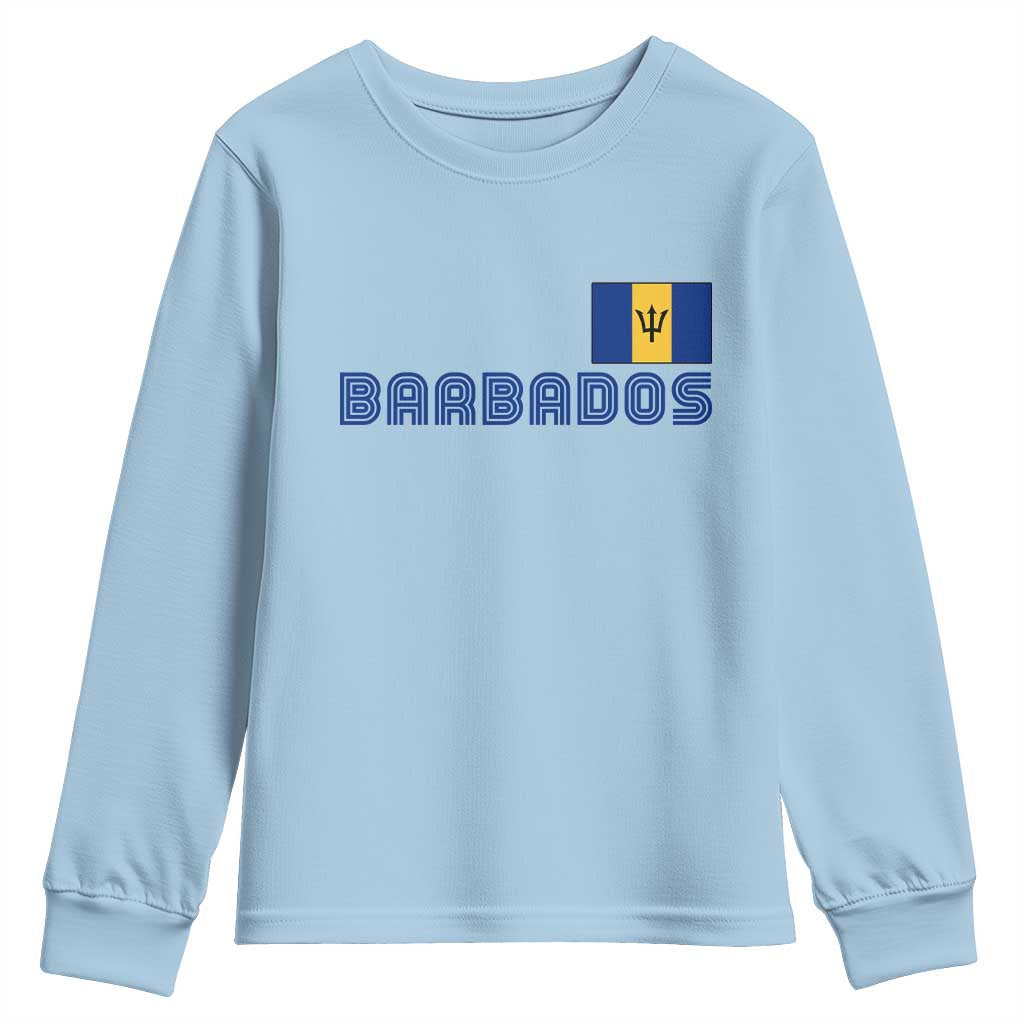 Retro Barbados Youth Sweatshirt Vintage Barbadian Souvenir Caribbean Island Pride Heritage Gift TS10 Light Blue Print Your Wear