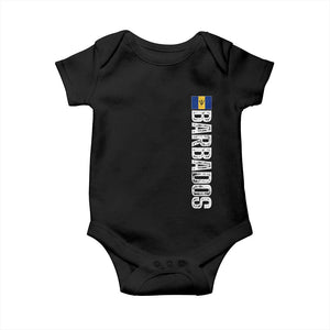 Barbados Flag Baby Onesie Distressed Vertical Typography Caribbean Island Pride Heritage Gift TS10 Black Print Your Wear