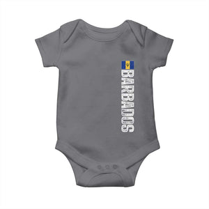 Barbados Flag Baby Onesie Distressed Vertical Typography Caribbean Island Pride Heritage Gift TS10 Charcoal Print Your Wear