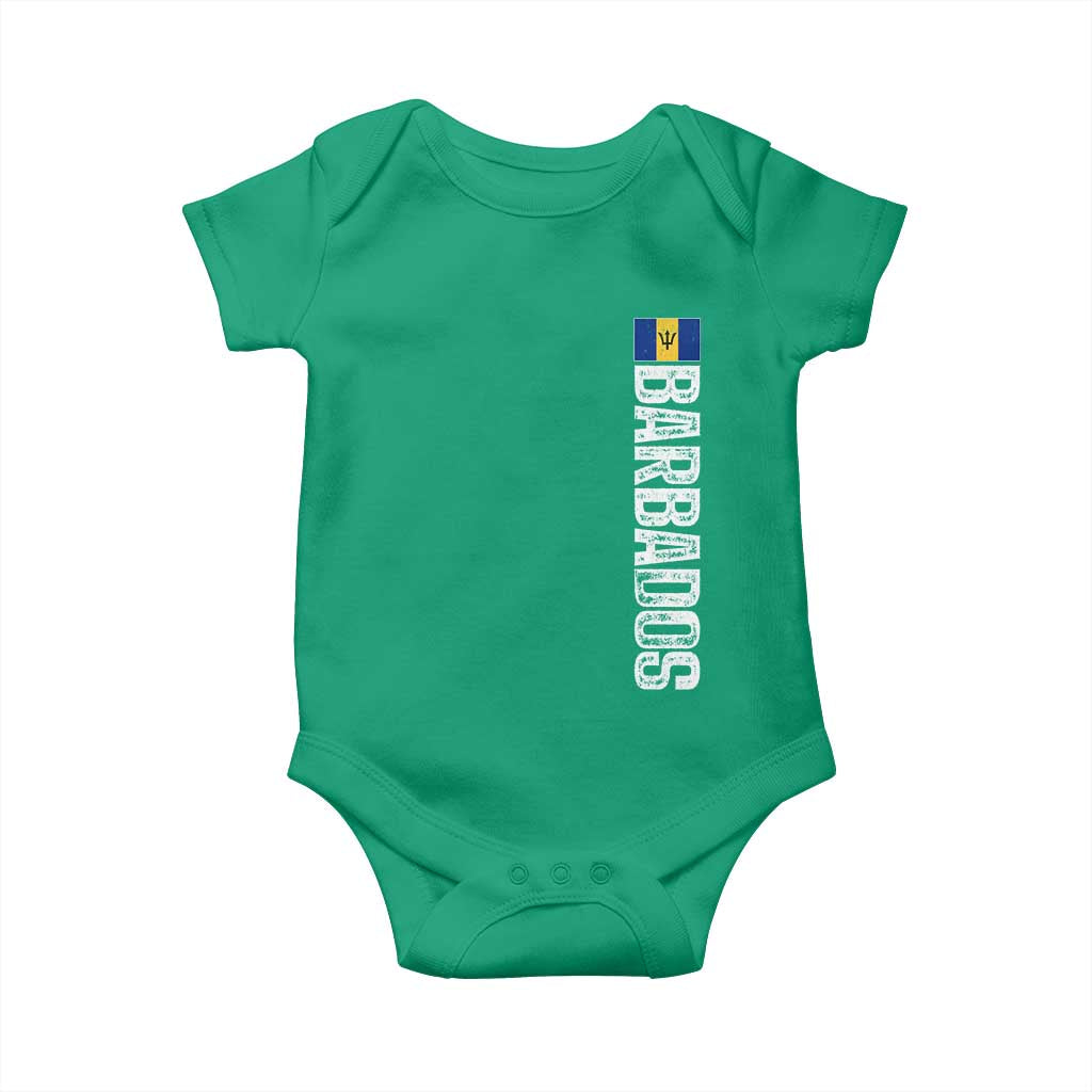 Barbados Flag Baby Onesie Distressed Vertical Typography Caribbean Island Pride Heritage Gift TS10 Irish Green Print Your Wear