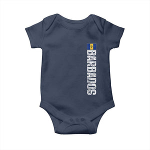Barbados Flag Baby Onesie Distressed Vertical Typography Caribbean Island Pride Heritage Gift TS10 Navy Print Your Wear