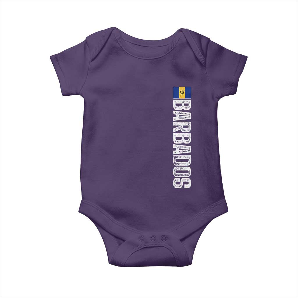 Barbados Flag Baby Onesie Distressed Vertical Typography Caribbean Island Pride Heritage Gift TS10 Purple Print Your Wear