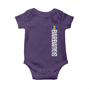 Barbados Flag Baby Onesie Distressed Vertical Typography Caribbean Island Pride Heritage Gift TS10 Purple Print Your Wear