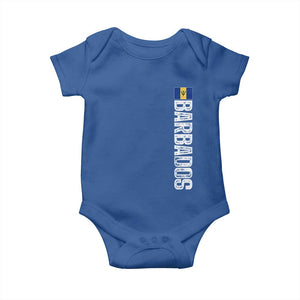 Barbados Flag Baby Onesie Distressed Vertical Typography Caribbean Island Pride Heritage Gift TS10 Royal Blue Print Your Wear