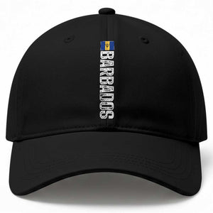 Barbados Flag Baseball Cap Distressed Vertical Typography Caribbean Island Pride Heritage Gift TS10 Print Your Wear
