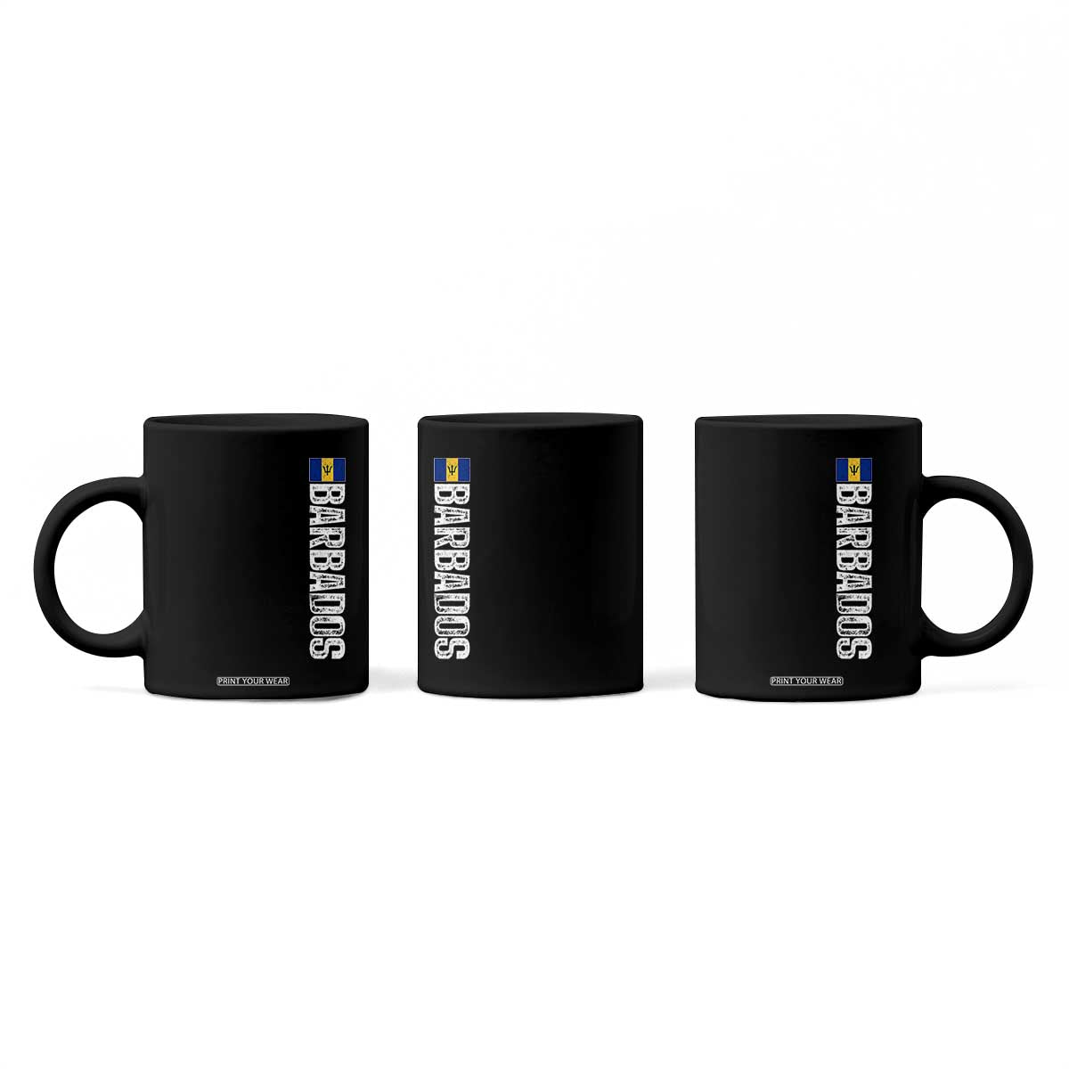 Barbados Flag Coffee Mug Distressed Vertical Typography Caribbean Island Pride Heritage Gift TS10 Print Your Wear