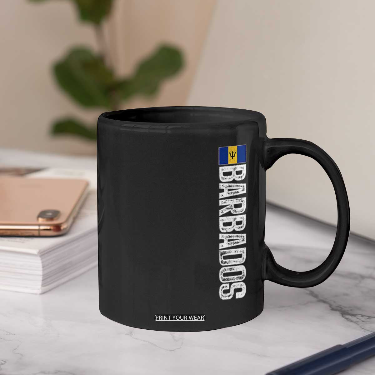 Barbados Flag Coffee Mug Distressed Vertical Typography Caribbean Island Pride Heritage Gift TS10 Print Your Wear