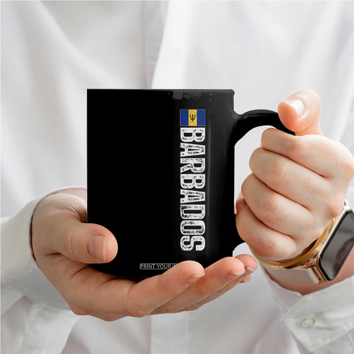 Barbados Flag Coffee Mug Distressed Vertical Typography Caribbean Island Pride Heritage Gift TS10 Print Your Wear