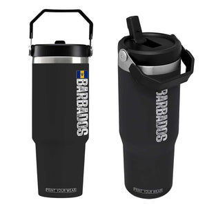 Barbados Flag Flip Straw Tumbler Distressed Vertical Typography Caribbean Island Pride Heritage Gift TS10 One Size: 30 oz Black Print Your Wear