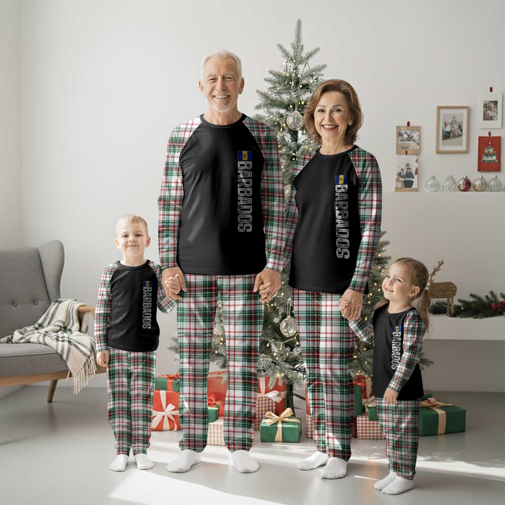 Barbados Flag Plaid Pajama Set Distressed Vertical Typography Caribbean Island Pride Heritage Gift TS10 Print Your Wear