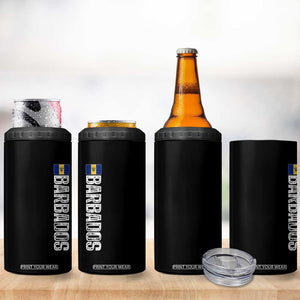 Barbados Flag 4 in 1 Can Cooler Tumbler Distressed Vertical Typography Caribbean Island Pride Heritage Gift TS10 Print Your Wear