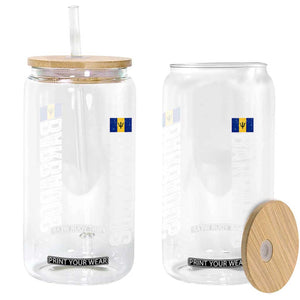 Barbados Flag Glass Can Distressed Vertical Typography Caribbean Island Pride Heritage Gift TS10 Print Your Wear