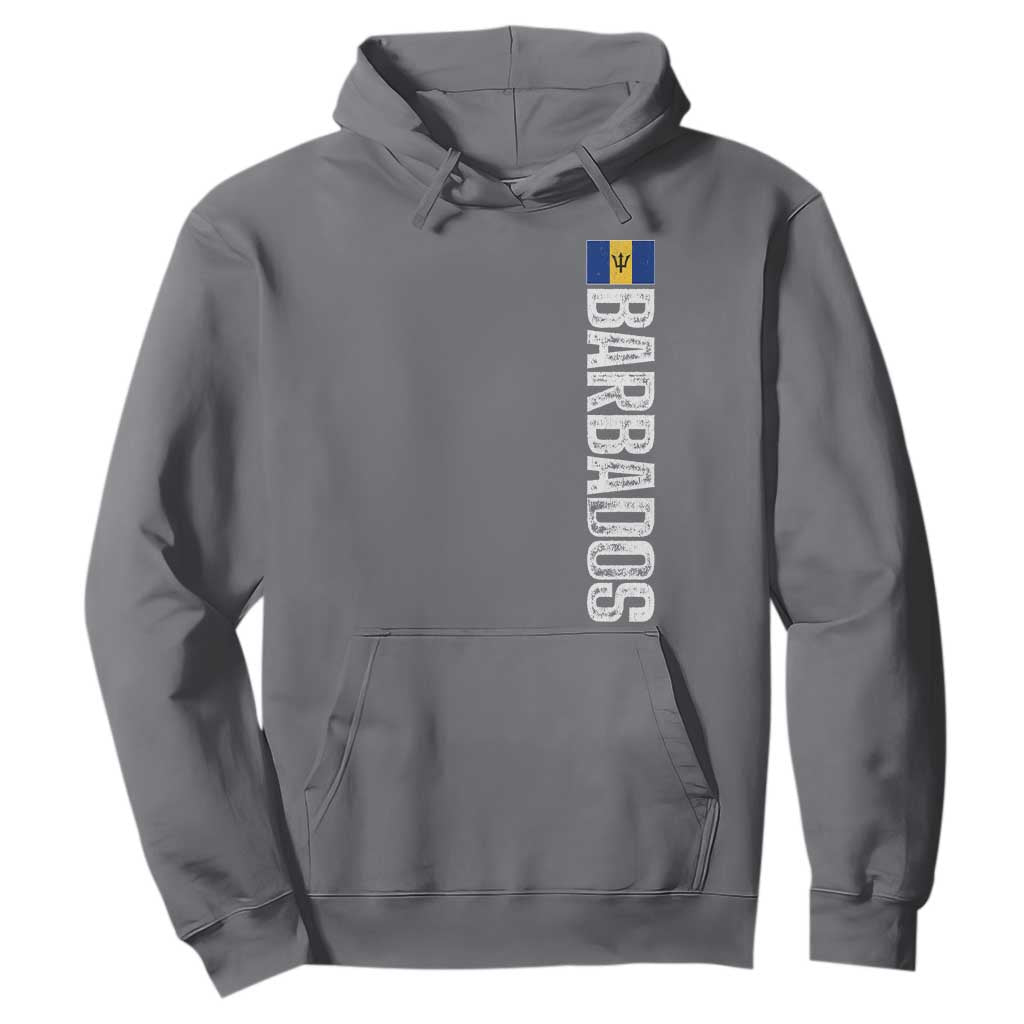 Barbados Flag Hoodie Distressed Vertical Typography Caribbean Island Pride Heritage Gift TS10 Charcoal Print Your Wear