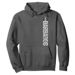 Barbados Flag Hoodie Distressed Vertical Typography Caribbean Island Pride Heritage Gift TS10 Dark Heather Print Your Wear