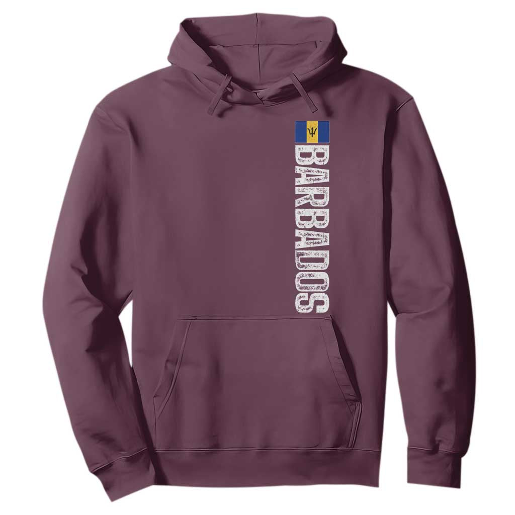 Barbados Flag Hoodie Distressed Vertical Typography Caribbean Island Pride Heritage Gift TS10 Maroon Print Your Wear