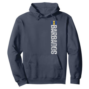 Barbados Flag Hoodie Distressed Vertical Typography Caribbean Island Pride Heritage Gift TS10 Navy Print Your Wear