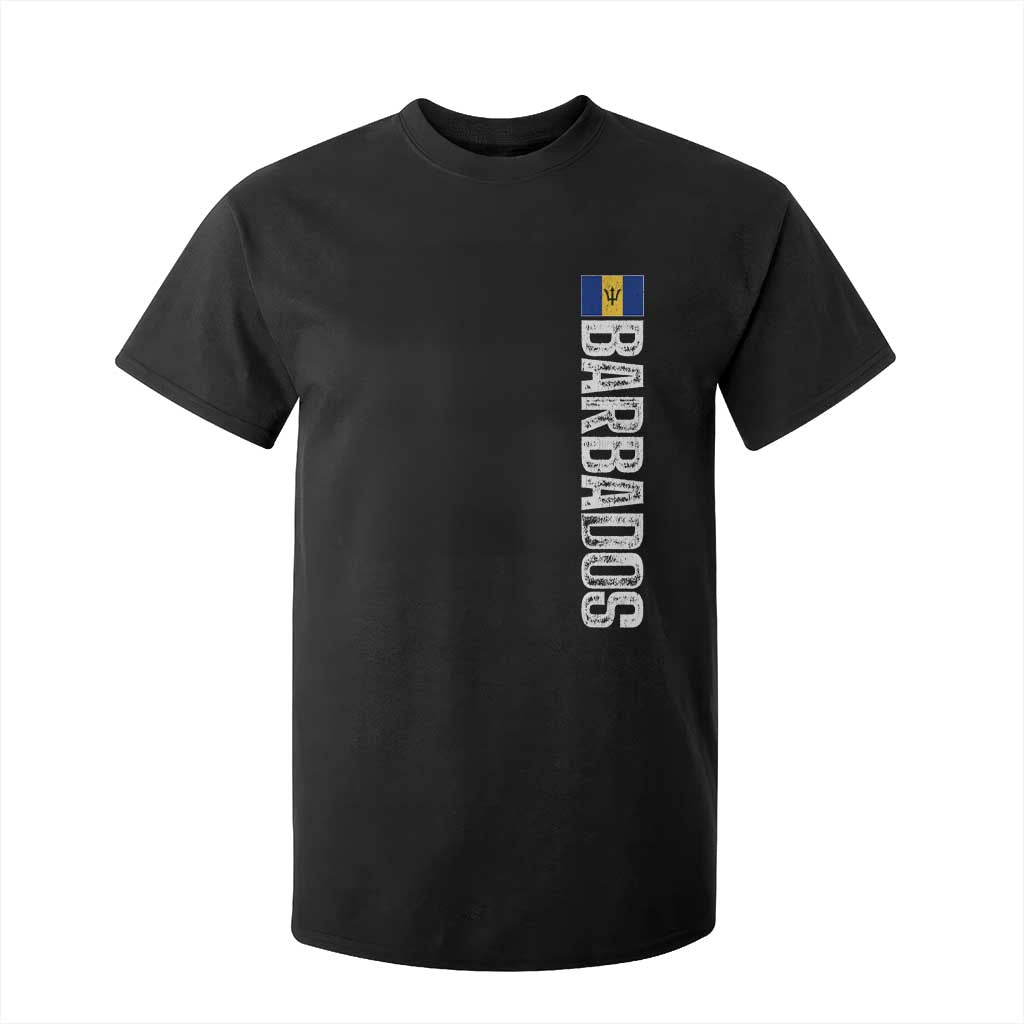 Barbados Flag T Shirt For Kid Distressed Vertical Typography Caribbean Island Pride Heritage Gift TS10 Black Print Your Wear