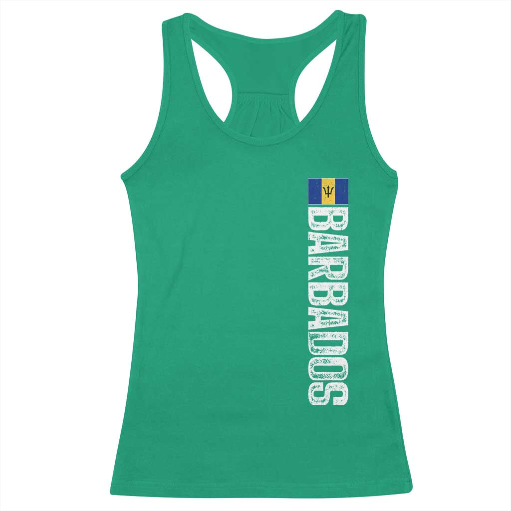 Barbados Flag Racerback Tank Top Distressed Vertical Typography Caribbean Island Pride Heritage Gift TS10 Irish Green Print Your Wear