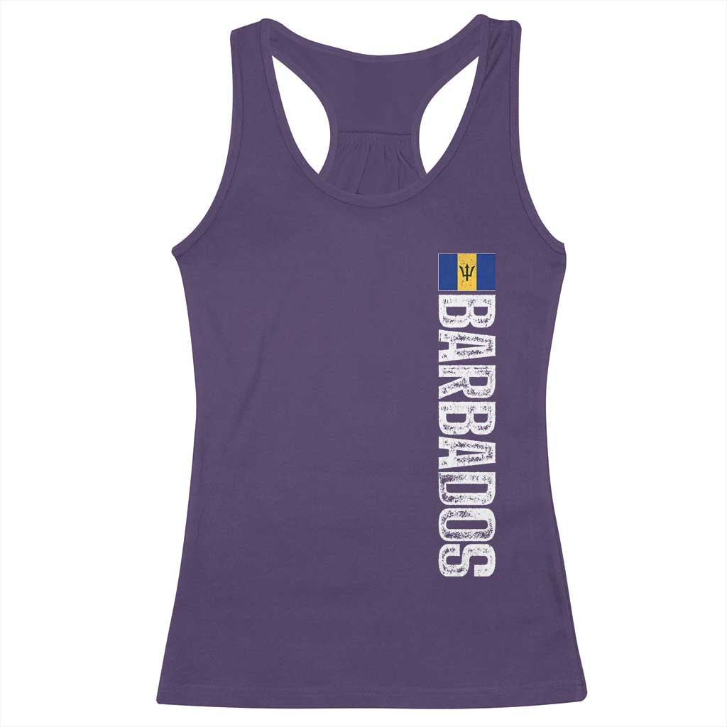 Barbados Flag Racerback Tank Top Distressed Vertical Typography Caribbean Island Pride Heritage Gift TS10 Purple Print Your Wear