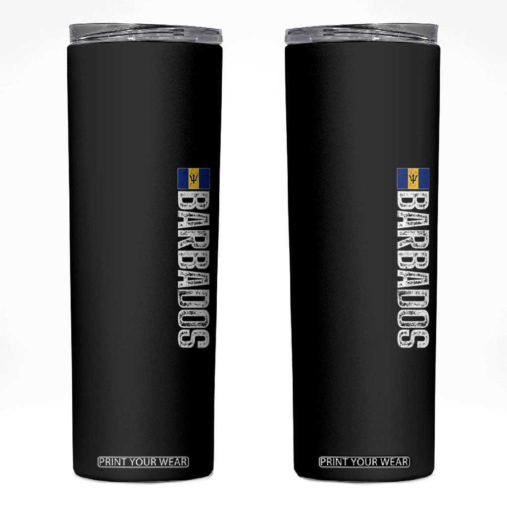 Barbados Flag Skinny Tumbler Distressed Vertical Typography Caribbean Island Pride Heritage Gift TS10 Black Print Your Wear