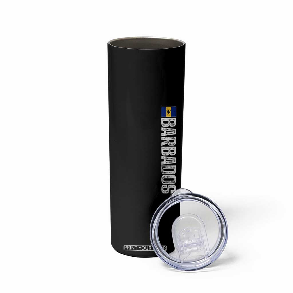 Barbados Flag Skinny Tumbler Distressed Vertical Typography Caribbean Island Pride Heritage Gift TS10 Print Your Wear