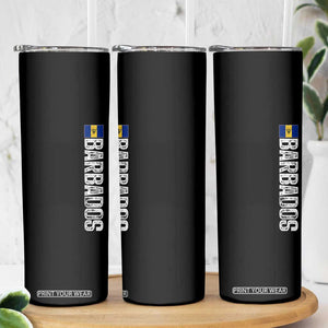 Barbados Flag Skinny Tumbler Distressed Vertical Typography Caribbean Island Pride Heritage Gift TS10 Print Your Wear
