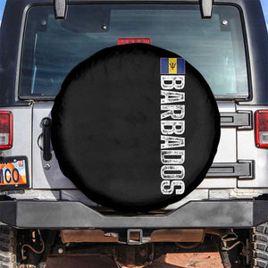 Barbados Flag Spare Tire Cover Distressed Vertical Typography Caribbean Island Pride Heritage Gift TS10 No hole Black Print Your Wear