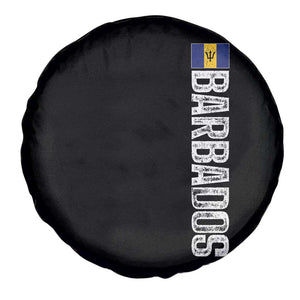 Barbados Flag Spare Tire Cover Distressed Vertical Typography Caribbean Island Pride Heritage Gift TS10 Print Your Wear