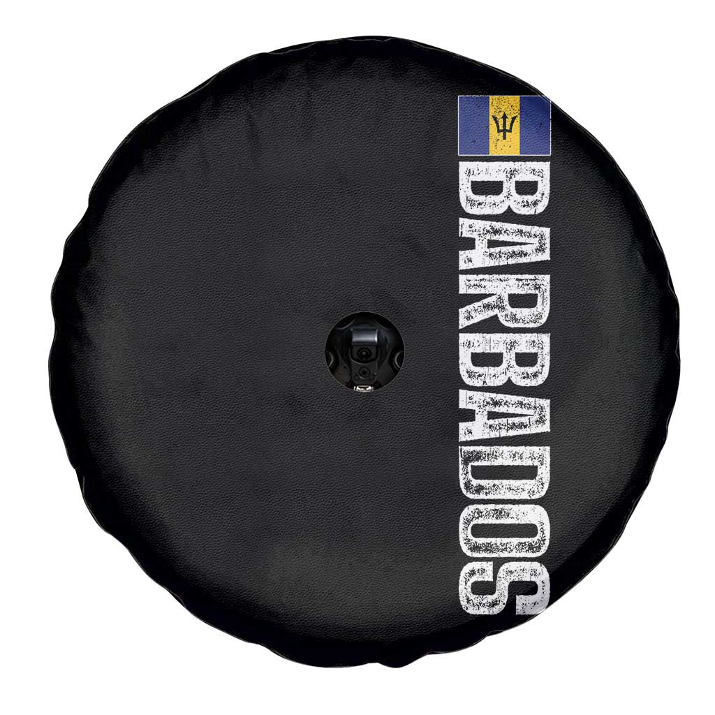 Barbados Flag Spare Tire Cover Distressed Vertical Typography Caribbean Island Pride Heritage Gift TS10 Print Your Wear