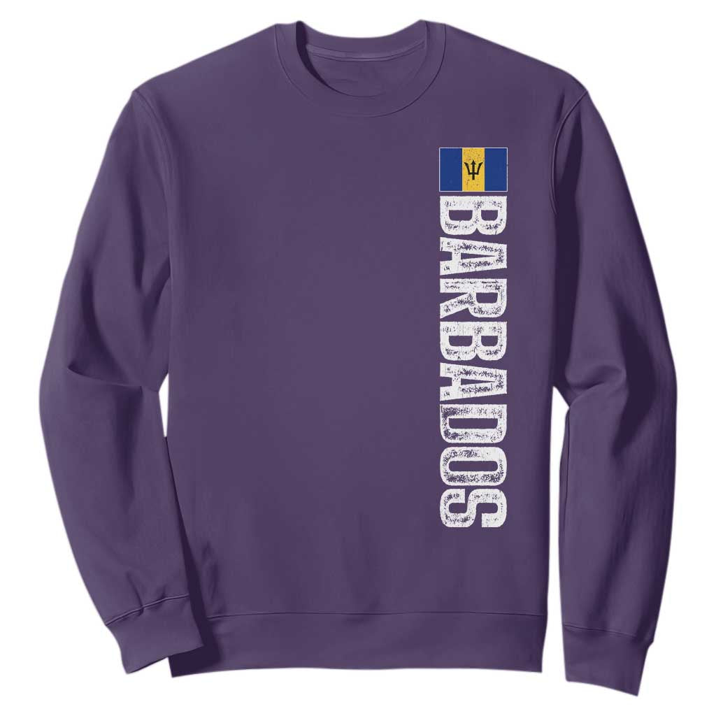 Barbados Flag Sweatshirt Distressed Vertical Typography Caribbean Island Pride Heritage Gift TS10 S Purple Print Your Wear