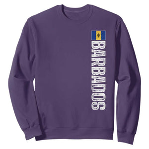 Barbados Flag Sweatshirt Distressed Vertical Typography Caribbean Island Pride Heritage Gift TS10 S Purple Print Your Wear
