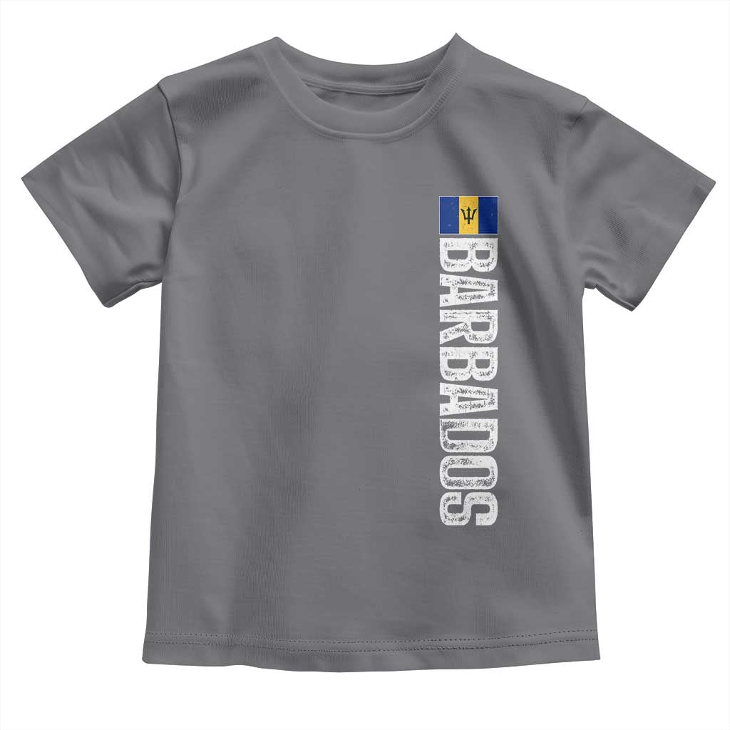 Barbados Flag Toddler T Shirt Distressed Vertical Typography Caribbean Island Pride Heritage Gift TS10 Charcoal Print Your Wear