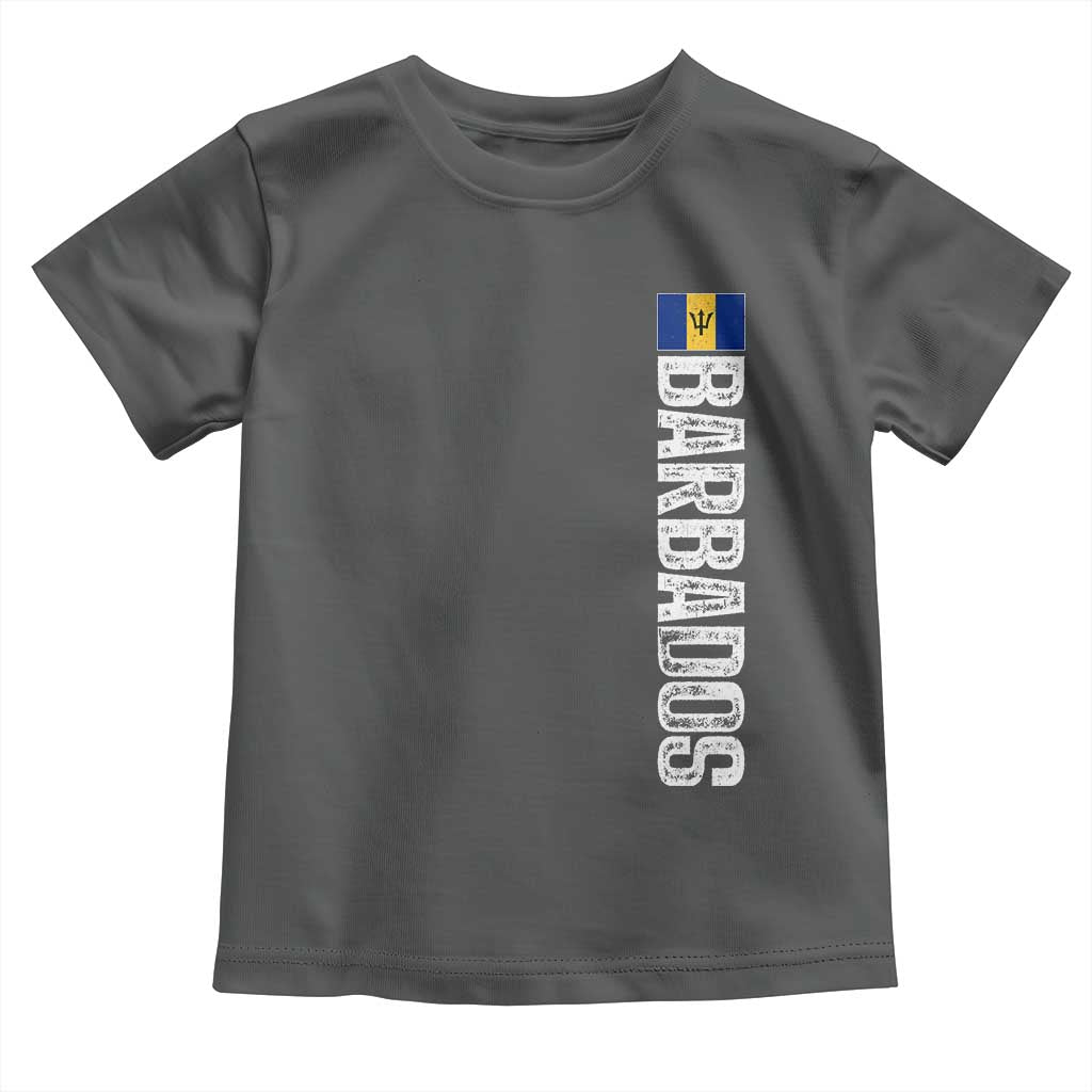 Barbados Flag Toddler T Shirt Distressed Vertical Typography Caribbean Island Pride Heritage Gift TS10 Dark Heather Print Your Wear