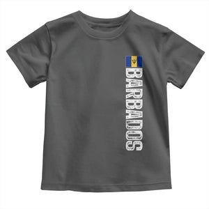 Barbados Flag Toddler T Shirt Distressed Vertical Typography Caribbean Island Pride Heritage Gift TS10 Dark Heather Print Your Wear