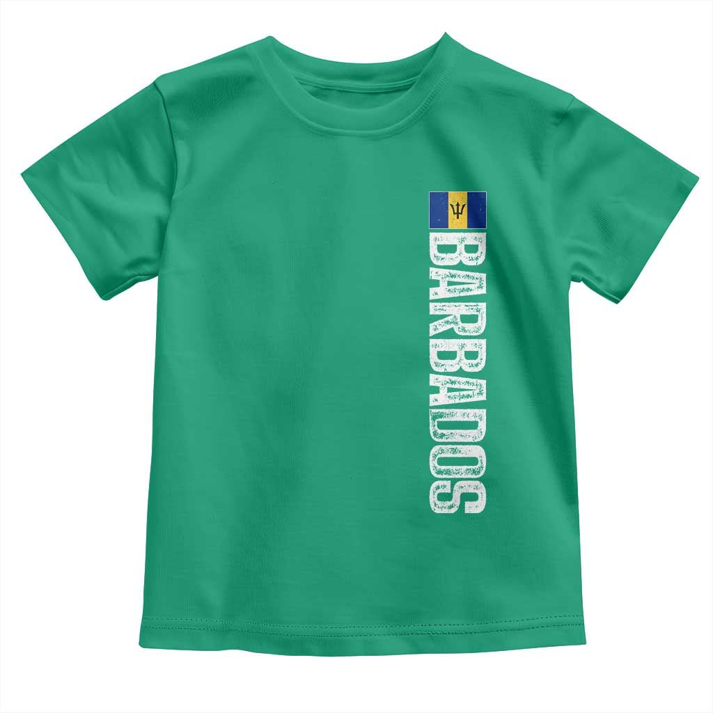 Barbados Flag Toddler T Shirt Distressed Vertical Typography Caribbean Island Pride Heritage Gift TS10 Irish Green Print Your Wear