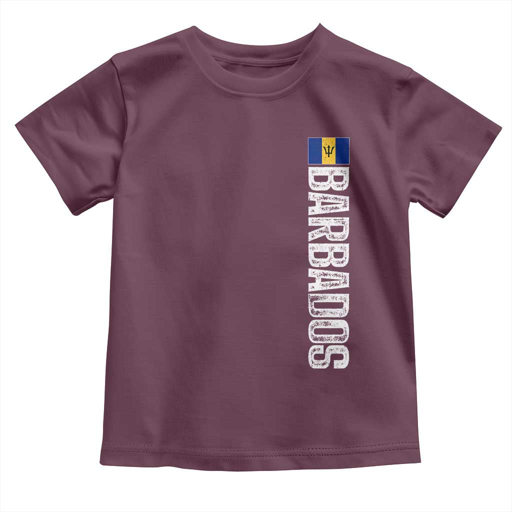 Barbados Flag Toddler T Shirt Distressed Vertical Typography Caribbean Island Pride Heritage Gift TS10 Maroon Print Your Wear