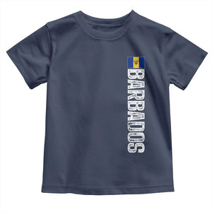 Barbados Flag Toddler T Shirt Distressed Vertical Typography Caribbean Island Pride Heritage Gift TS10 Navy Print Your Wear
