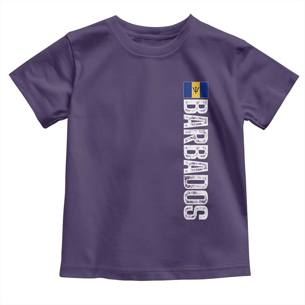 Barbados Flag Toddler T Shirt Distressed Vertical Typography Caribbean Island Pride Heritage Gift TS10 Purple Print Your Wear