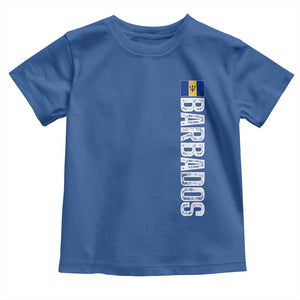 Barbados Flag Toddler T Shirt Distressed Vertical Typography Caribbean Island Pride Heritage Gift TS10 Royal Blue Print Your Wear
